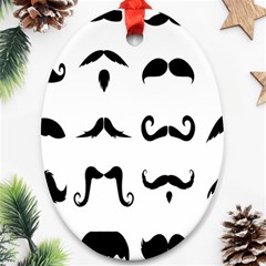 Mustache Man Black Hair Style Ornament (oval)