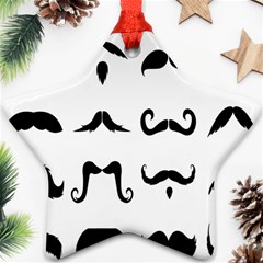 Mustache Man Black Hair Style Ornament (star) by Mariart