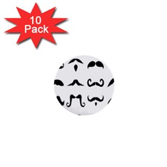 Mustache Man Black Hair Style 1  Mini Buttons (10 Pack) 