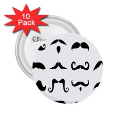 Mustache Man Black Hair Style 2 25  Buttons (10 Pack)  by Mariart