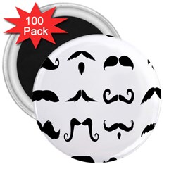 Mustache Man Black Hair Style 3  Magnets (100 Pack) by Mariart