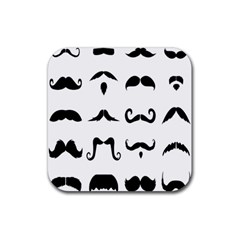 Mustache Man Black Hair Style Rubber Coaster (square) 