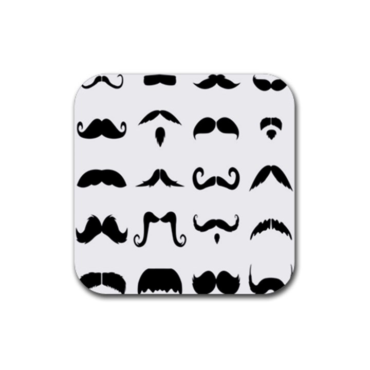 Mustache Man Black Hair Style Rubber Coaster (Square) 