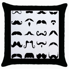 Mustache Man Black Hair Style Throw Pillow Case (black)