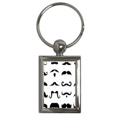 Mustache Man Black Hair Style Key Chains (rectangle)  by Mariart