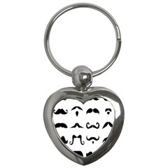 Mustache Man Black Hair Style Key Chains (heart) 