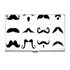 Mustache Man Black Hair Style Business Card Holders by Mariart