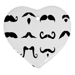 Mustache Man Black Hair Style Heart Ornament (two Sides) by Mariart