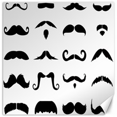 Mustache Man Black Hair Style Canvas 12  X 12   by Mariart