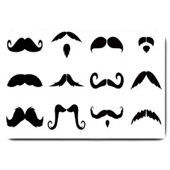 Mustache Man Black Hair Style Large Doormat  by Mariart