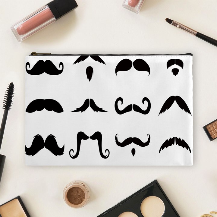 Mustache Man Black Hair Style Cosmetic Bag (Large) 