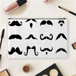 Mustache Man Black Hair Style Cosmetic Bag (Large)  Back