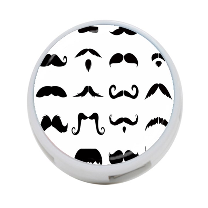 Mustache Man Black Hair Style 4-Port USB Hub (Two Sides) 