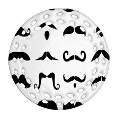 Mustache Man Black Hair Style Ornament (round Filigree) by Mariart