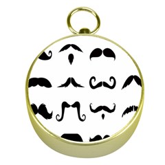 Mustache Man Black Hair Style Gold Compasses