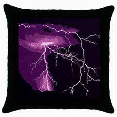 Lightning Pink Sky Rain Purple Light Throw Pillow Case (black) by Mariart