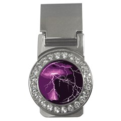 Lightning Pink Sky Rain Purple Light Money Clips (cz)  by Mariart