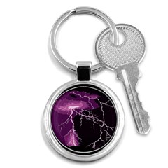 Lightning Pink Sky Rain Purple Light Key Chains (round) 