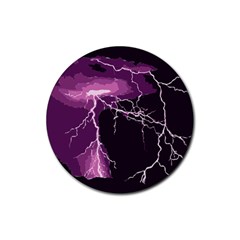 Lightning Pink Sky Rain Purple Light Rubber Coaster (round)  by Mariart