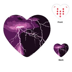 Lightning Pink Sky Rain Purple Light Playing Cards (heart)  by Mariart