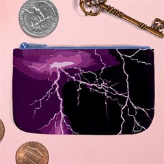 Lightning Pink Sky Rain Purple Light Large Coin Purse by Mariart