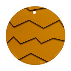 Orange Shades Wave Chevron Line Ornament (round) by Mariart