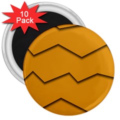 Orange Shades Wave Chevron Line 3  Magnets (10 Pack)  by Mariart