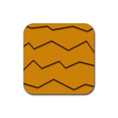 Orange Shades Wave Chevron Line Rubber Coaster (square) 