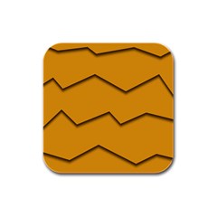 Orange Shades Wave Chevron Line Rubber Square Coaster (4 Pack) 