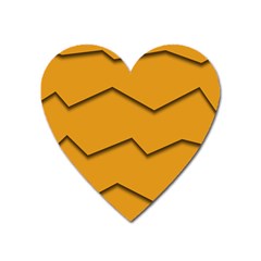 Orange Shades Wave Chevron Line Heart Magnet by Mariart