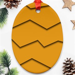 Orange Shades Wave Chevron Line Oval Ornament (two Sides)