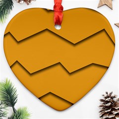 Orange Shades Wave Chevron Line Heart Ornament (two Sides) by Mariart