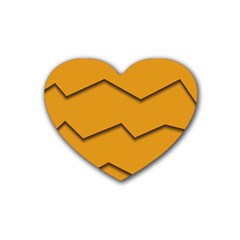 Orange Shades Wave Chevron Line Rubber Coaster (heart) 