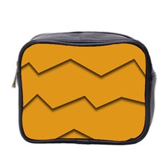 Orange Shades Wave Chevron Line Mini Toiletries Bag 2-side by Mariart