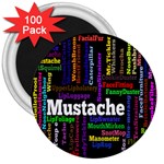 Mustache 3  Magnets (100 pack) Front