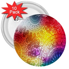 Multi Colour Alpha 3  Buttons (10 Pack) 