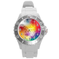 Multi Colour Alpha Round Plastic Sport Watch (l) by Mariart