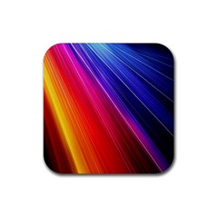 Multicolor Light Beam Line Rainbow Red Blue Orange Gold Purple Pink Rubber Coaster (square)  by Mariart