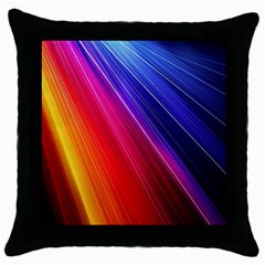 Multicolor Light Beam Line Rainbow Red Blue Orange Gold Purple Pink Throw Pillow Case (black) by Mariart