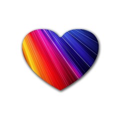 Multicolor Light Beam Line Rainbow Red Blue Orange Gold Purple Pink Rubber Coaster (heart)  by Mariart