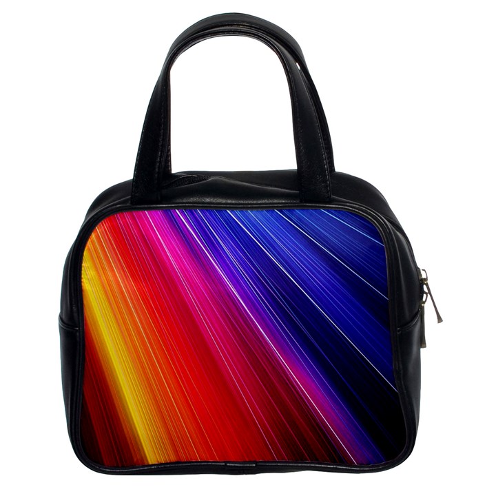 Multicolor Light Beam Line Rainbow Red Blue Orange Gold Purple Pink Classic Handbags (2 Sides)