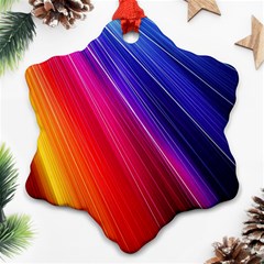 Multicolor Light Beam Line Rainbow Red Blue Orange Gold Purple Pink Ornament (snowflake)