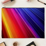 Multicolor Light Beam Line Rainbow Red Blue Orange Gold Purple Pink Cosmetic Bag (XXXL)  Front