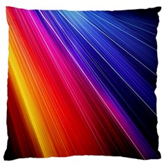 Multicolor Light Beam Line Rainbow Red Blue Orange Gold Purple Pink Large Flano Cushion Case (two Sides) by Mariart