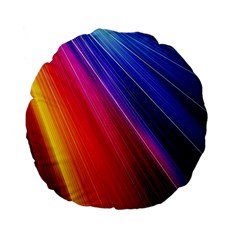 Multicolor Light Beam Line Rainbow Red Blue Orange Gold Purple Pink Standard 15  Premium Flano Round Cushions by Mariart