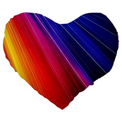 Multicolor Light Beam Line Rainbow Red Blue Orange Gold Purple Pink Large 19  Premium Flano Heart Shape Cushions