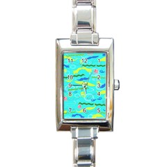 Mustache Jellyfish Blue Water Sea Beack Swim Blue Rectangle Italian Charm Watch by Mariart