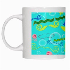 Mustache Jellyfish Blue Water Sea Beack Swim Blue White Mugs by Mariart