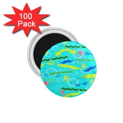 Mustache Jellyfish Blue Water Sea Beack Swim Blue 1 75  Magnets (100 Pack)  by Mariart