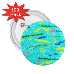 Mustache Jellyfish Blue Water Sea Beack Swim Blue 2 25  Buttons (100 Pack)  by Mariart